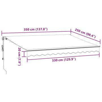 Automatic Retractable Awning 350x250 cm - Anthracite & White