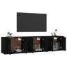 Stylish Black Wall-Mounted TV Cabinets - Set of 3