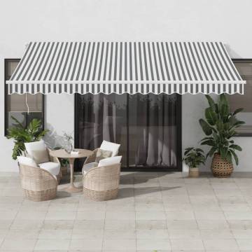 Manual Retractable Awning Anthracite & White 450x350 cm