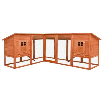 Outdoor Rabbit Hutch with Run - Brown Solid Fir Wood | HipoMarket