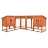 Outdoor Rabbit Hutch with Run - Brown Solid Fir Wood | HipoMarket