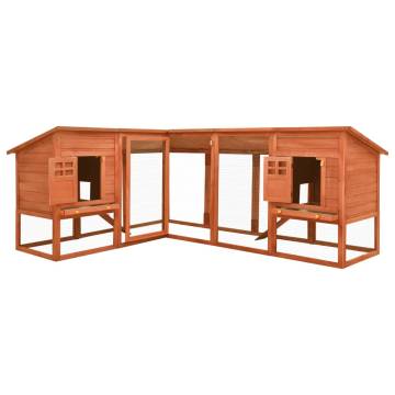 Outdoor Rabbit Hutch with Run - Brown Solid Fir Wood | HipoMarket