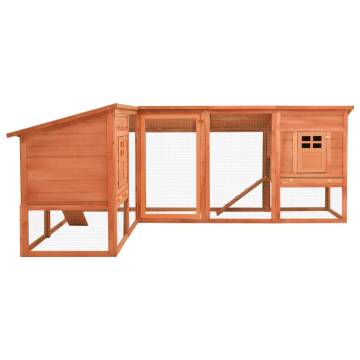 Outdoor Rabbit Hutch with Run - Brown Solid Fir Wood | HipoMarket