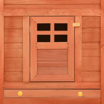 Outdoor Rabbit Hutch with Run - Brown Solid Fir Wood | HipoMarket