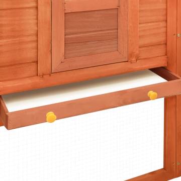 Outdoor Rabbit Hutch with Run - Brown Solid Fir Wood | HipoMarket