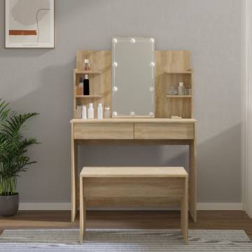 Stylish LED Dressing Table Set in Sonoma Oak - Hipomarket