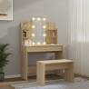 Stylish LED Dressing Table Set in Sonoma Oak - Hipomarket