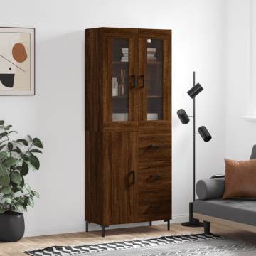 Elegant Brown Oak Highboard - Stylish Storage Solution