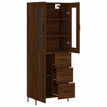 Elegant Brown Oak Highboard - Stylish Storage Solution