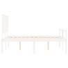 White Small Double Bed Frame with Headboard - Solid Pine Wood