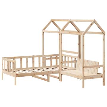 Day Bed and Bench Set with Roof – Solid Wood Pine | HipoMarket