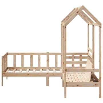 Day Bed and Bench Set with Roof – Solid Wood Pine | HipoMarket