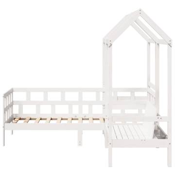 Day Bed Set with Roof - White Solid Pine 80x200 cm | HipoMarket