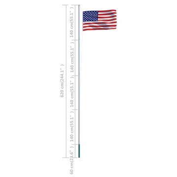 US Flag and Pole Aluminium 6.2 m - Show Your Patriotism