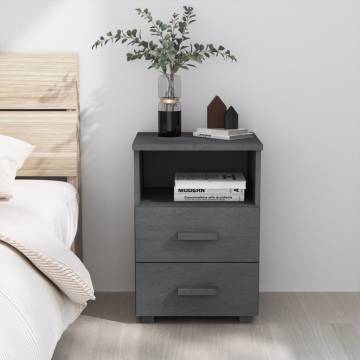 Bedside Cabinet HAMAR Dark Grey - Solid Pine Wood | HipoMarket