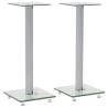 Speaker Stands 2 pcs Tempered Glass 1 Pillar Design Silver Colour silver Model 1 pillar 