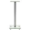 Speaker Stands 2 pcs - Tempered Glass & Silver Pillar Design