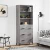 Highboard Grey Sonoma 69.5x34x180 cm Engineered Wood Colour grey sonoma Quantity in Package 1 Model 3 drawers 