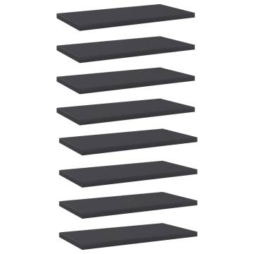 Bookshelf Boards - 8 pcs Grey Engineered Wood 40x20 cm