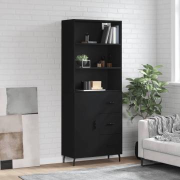 Elegant Highboard Black - 69.5x34x180 cm Engineered Wood