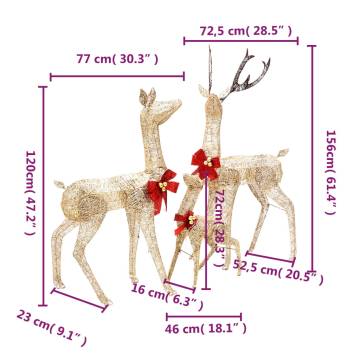 Reindeer Family Christmas Decoration - 201 LEDs - Gold