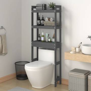 Toilet Rack Grey 63x26x171 cm Solid Wood Pine - Space Saver