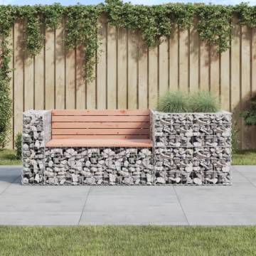 Garden Bench with Gabion Basket | Solid Douglas Wood