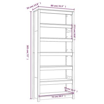 Book Cabinet 80x35x183 cm Solid Wood Pine - Stylish Storage Solution