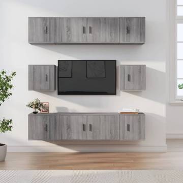 8 Piece Grey Sonoma Engineered Wood TV Cabinet Set