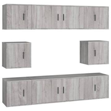 8 Piece Grey Sonoma Engineered Wood TV Cabinet Set