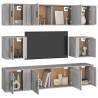 8 Piece Grey Sonoma Engineered Wood TV Cabinet Set