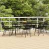 7 Piece Garden Dining Set Black Poly Rattan Colour black Size 200 cm table length Number of 6 