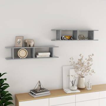 Concrete Grey Wall Shelf Set - 2 pcs | 90x18x20 cm