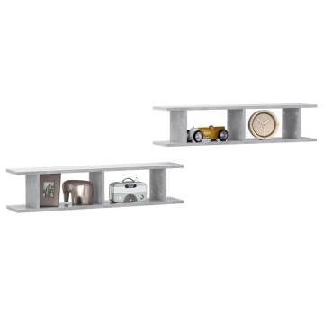 Concrete Grey Wall Shelf Set - 2 pcs | 90x18x20 cm