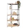 5-Layer Storage Shelves Set - Silver Steel & Engineered Wood