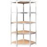 5-Layer Storage Shelves Set - Silver Steel & Engineered Wood