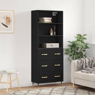 Highboard Black 69.5x34x180 cm - Stylish Engineered Wood