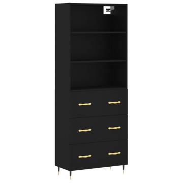 Highboard Black 69.5x34x180 cm - Stylish Engineered Wood