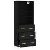 Highboard Black 69.5x34x180 cm - Stylish Engineered Wood