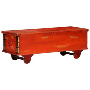 Stylish Red Storage Box - Solid Acacia Wood 110x40x40 cm