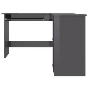 L-Shaped Corner Desk High Gloss Grey | Stylish Office Solution