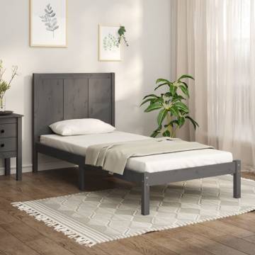 Grey Solid Wood Pine Bed Frame 90x200 cm | Hipomarket UK