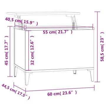 Stylish Concrete Grey Coffee Table - Lift Top Design