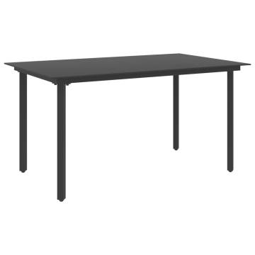 Garden Dining Table - Black Steel & Glass | Hipomarket UK