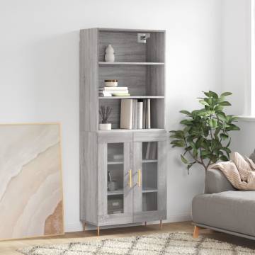 Stylish Highboard Grey Sonoma - 69.5x34x180 cm | HipoMarket UK