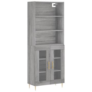 Stylish Highboard Grey Sonoma - 69.5x34x180 cm | HipoMarket UK