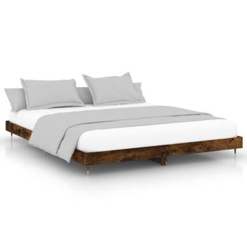 Smoked Oak Bed Frame 160x200 cm - Durable Engineered Wood