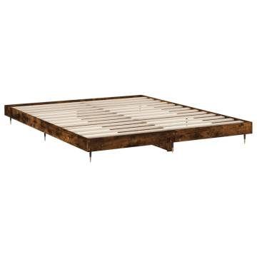 Smoked Oak Bed Frame 160x200 cm - Durable Engineered Wood