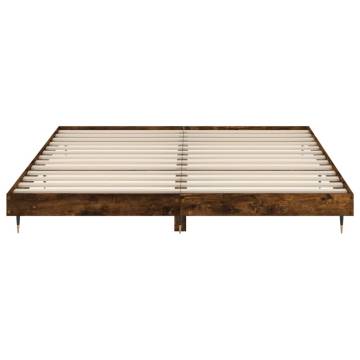 Smoked Oak Bed Frame 160x200 cm - Durable Engineered Wood