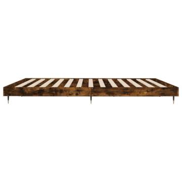 Smoked Oak Bed Frame 160x200 cm - Durable Engineered Wood